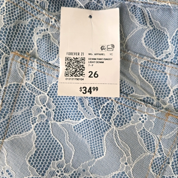 Lace Covered Baggy High Waist Jeans size 26 - Picture 11 of 15